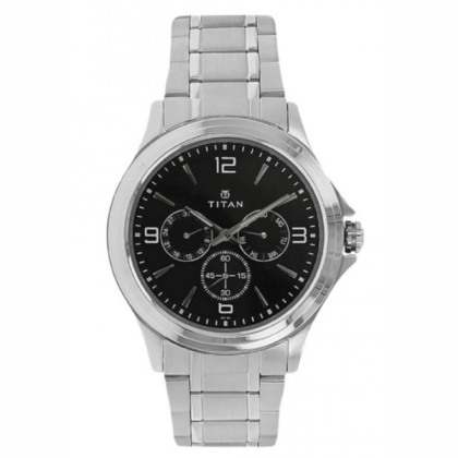 Titan Classique 1698SM01 Black Dial Stainless Steel Quartz Men's Watch